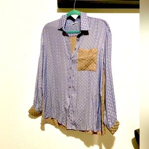 VRG GRL From the Past Check satin Shirt in BLUE